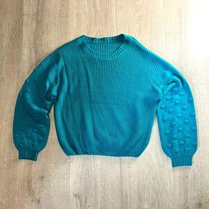Teal Bubble Sleeve Sweater - S